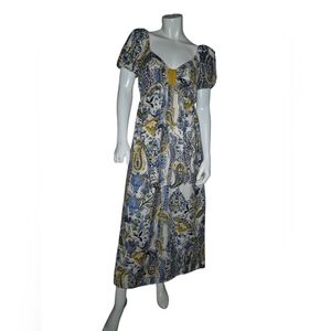 Band Of The Free Blue And Gold Boho Maxi Dress Size Small